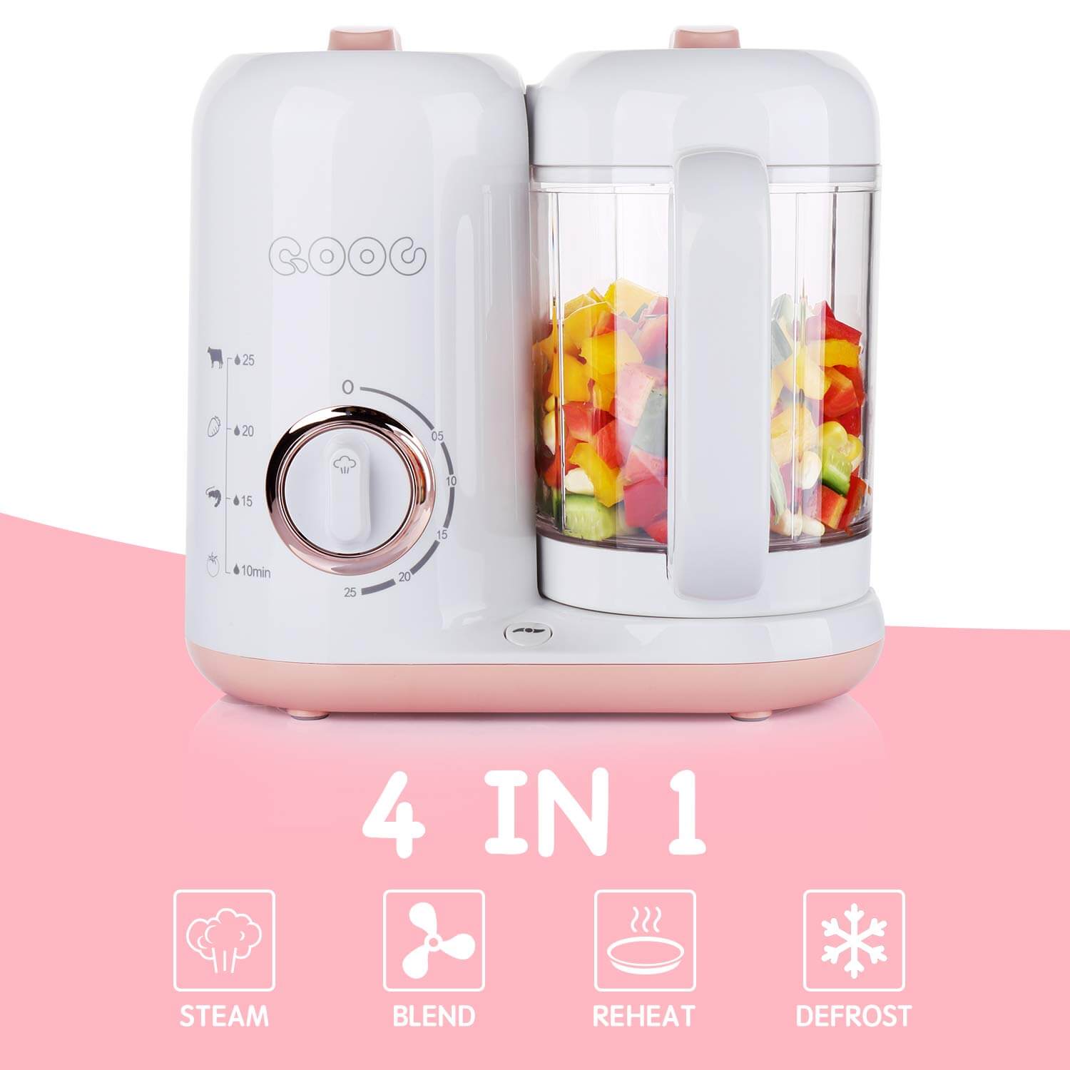 QOOC 4-in-1 Baby Food Maker Pro, food processor for baby food, making your own baby food,