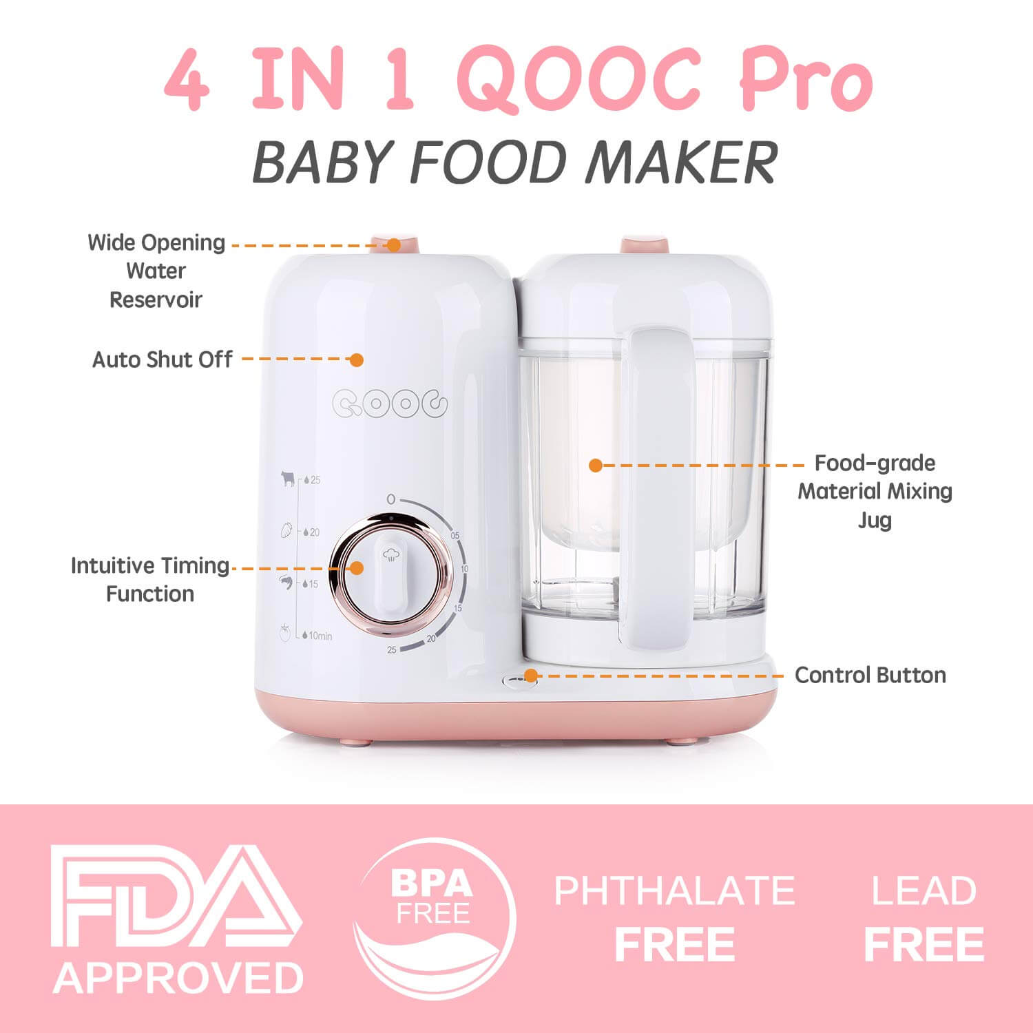 QOOC 4-in-1 Baby Food Maker Pro, food processor for baby food, making your own baby food,