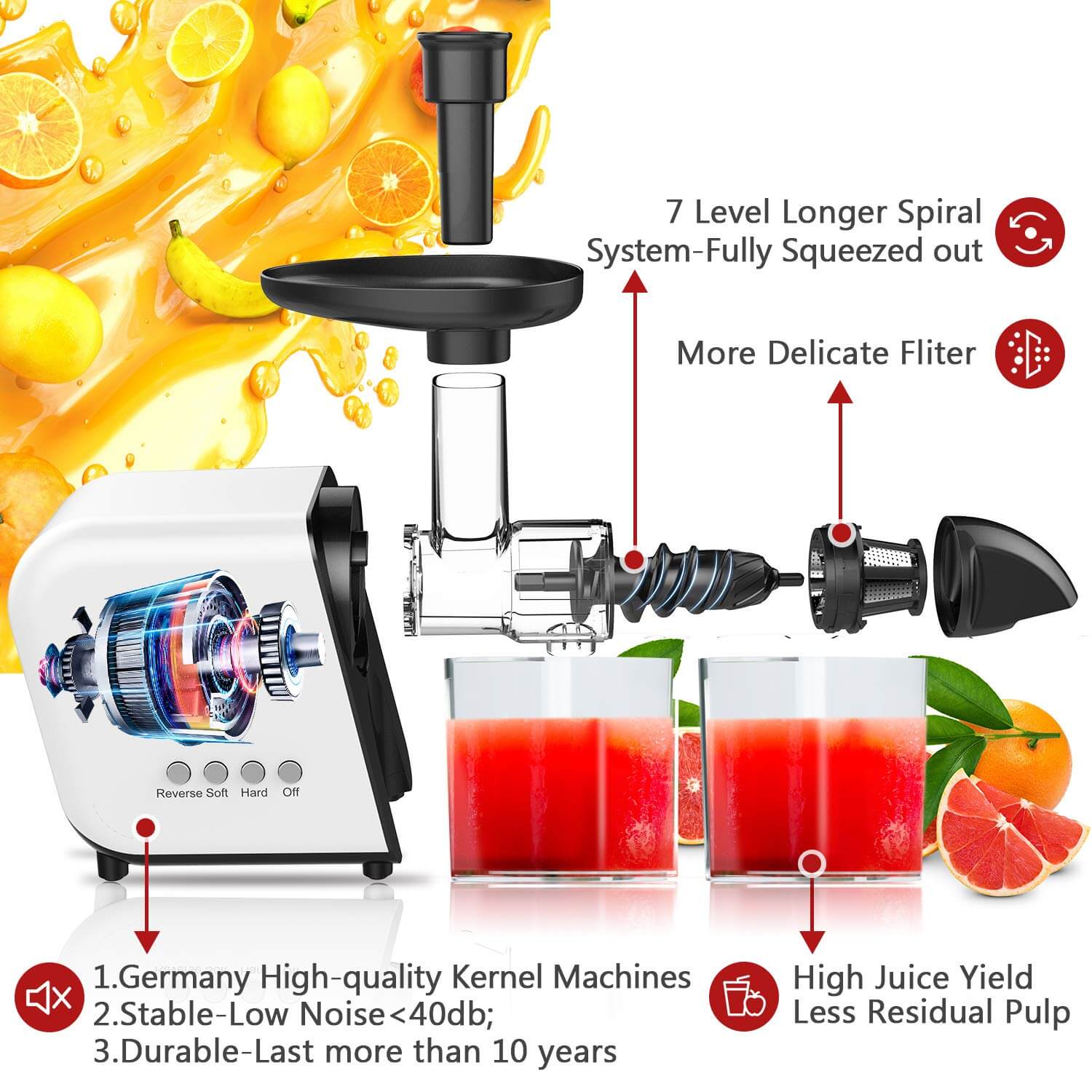 cold pressed juicer, KOIOS Slow Masticating Juicer Extractor Machines, best masticating juicer, best juicers on amazon