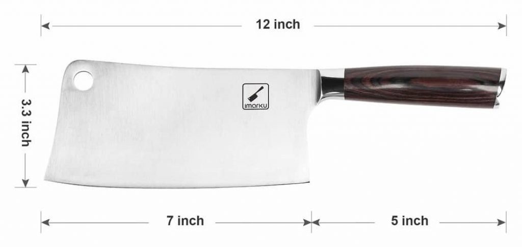imarku pro kitchen 7 inch chef's knife's dimensions in imarku knife review