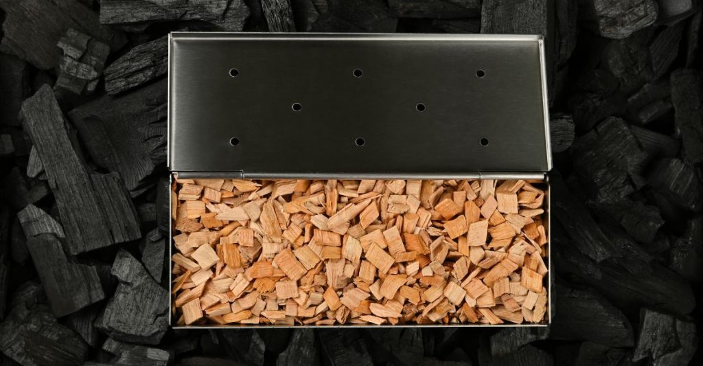 box of wood chips for a gas grill