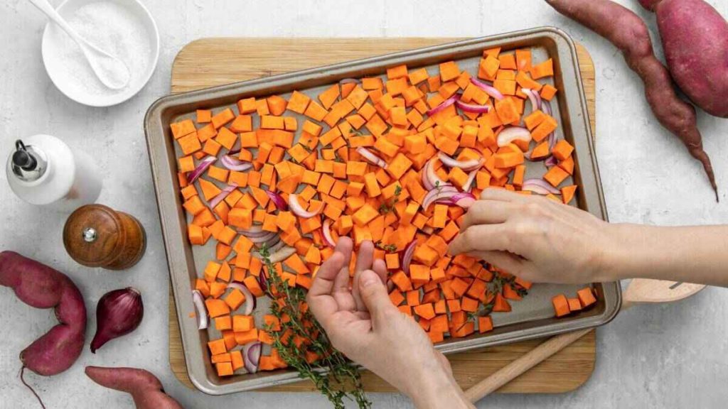 cooked and cooled sweet potatoes 